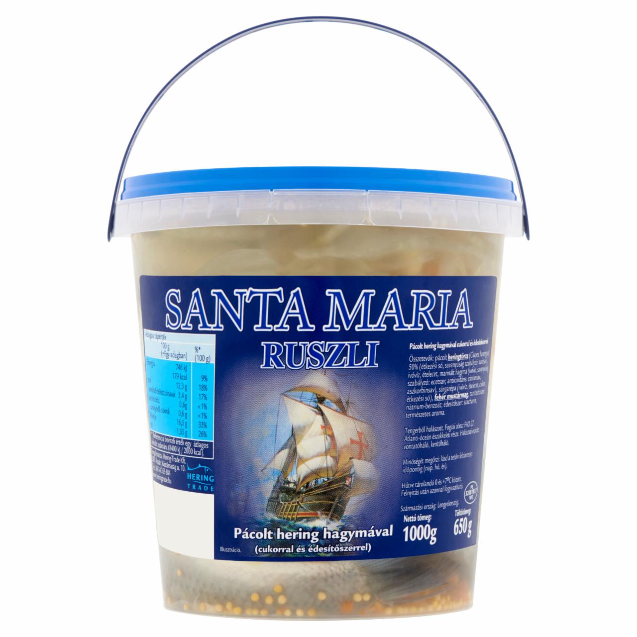 Képek - Santa Maria Ruszli pácolt hering hagymával, cukorral és édesítőszerrel 1000 g