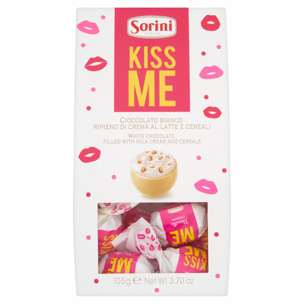 Képek - Sorini Kiss Me fehércsokoládé praliné tejkrémmel és gabonafélékkel töltve 105 g