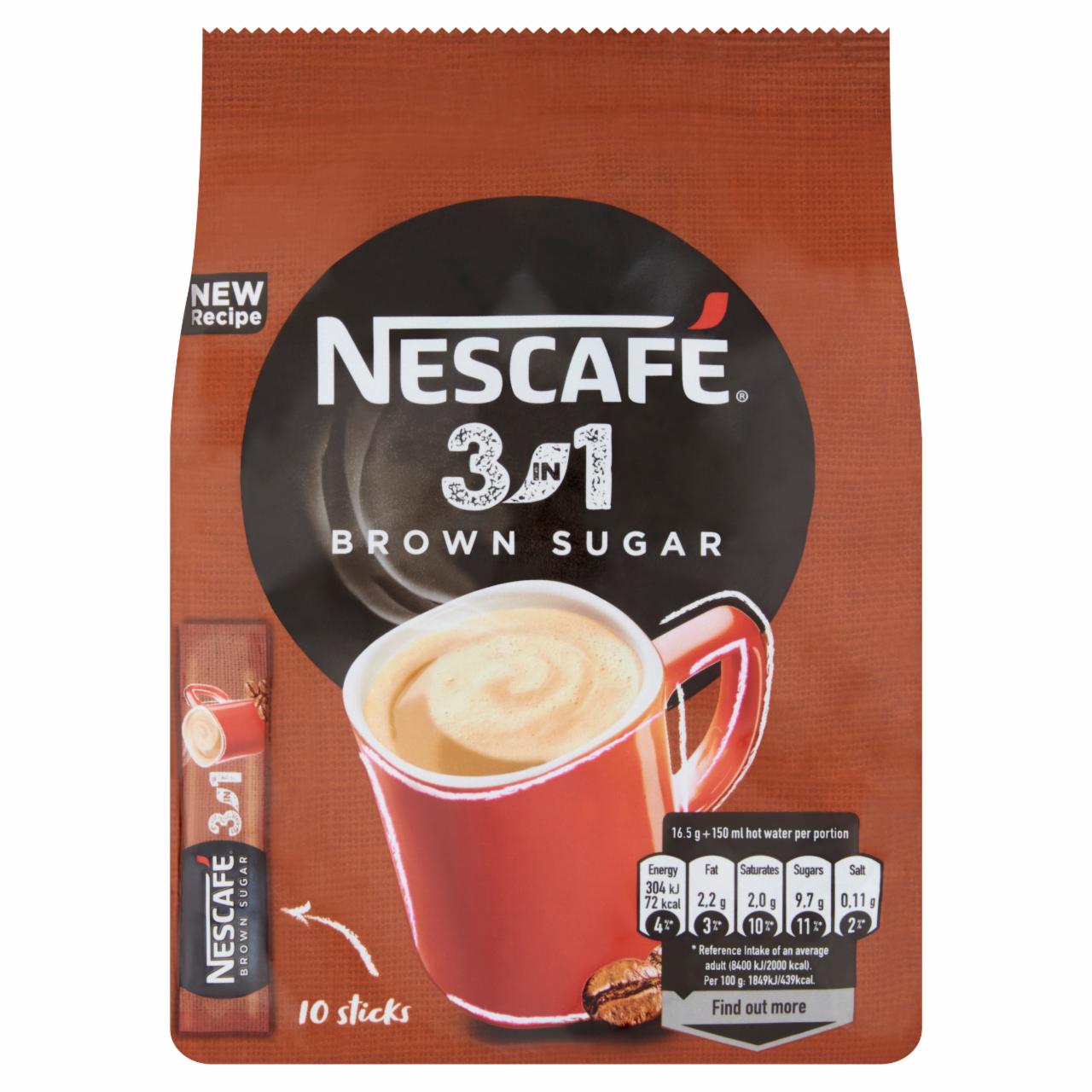 Képek - Nescafé 3in1 Brown Sugar azonnal oldódó kávéspecialitás barnacukorral 10 x 16,5 g (165 g)