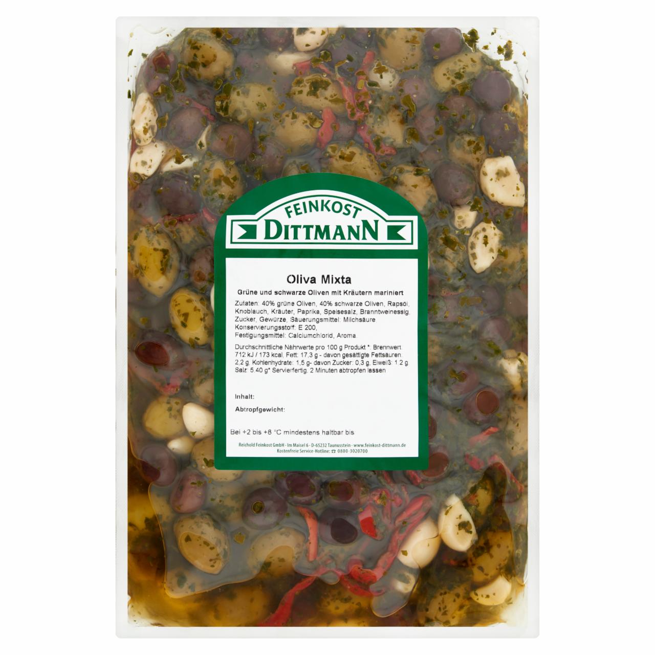 Képek - Feinkost Dittmann zöld- és fekete olívabogyók zöldfűszeres marinádban 1,3 kg