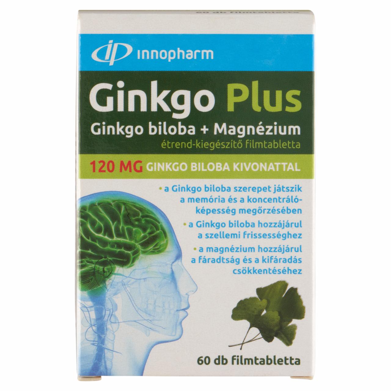 Képek - Innopharm Ginkgo Plus Ginkgo biloba + Magnézium étrend-kiegészítő filmtabletta 60 x 1,21 g (72,6 g)