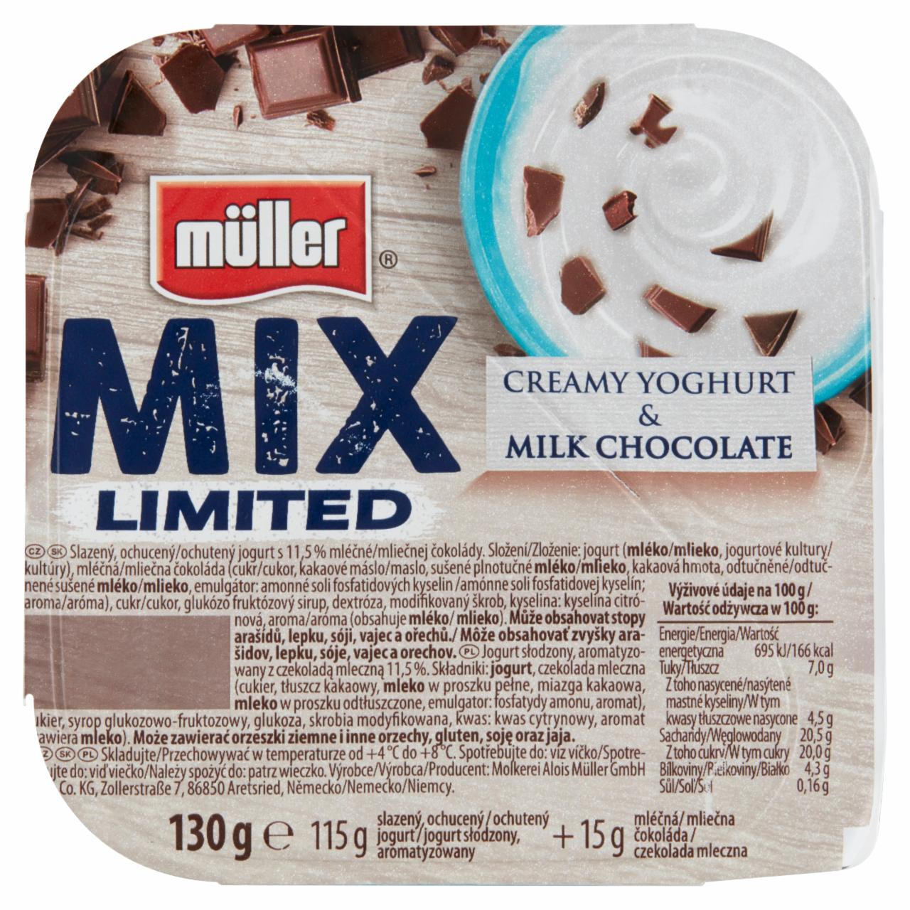 Képek - Müller Mix édesített, ízesített joghurt tejcsokoládéval 130 g
