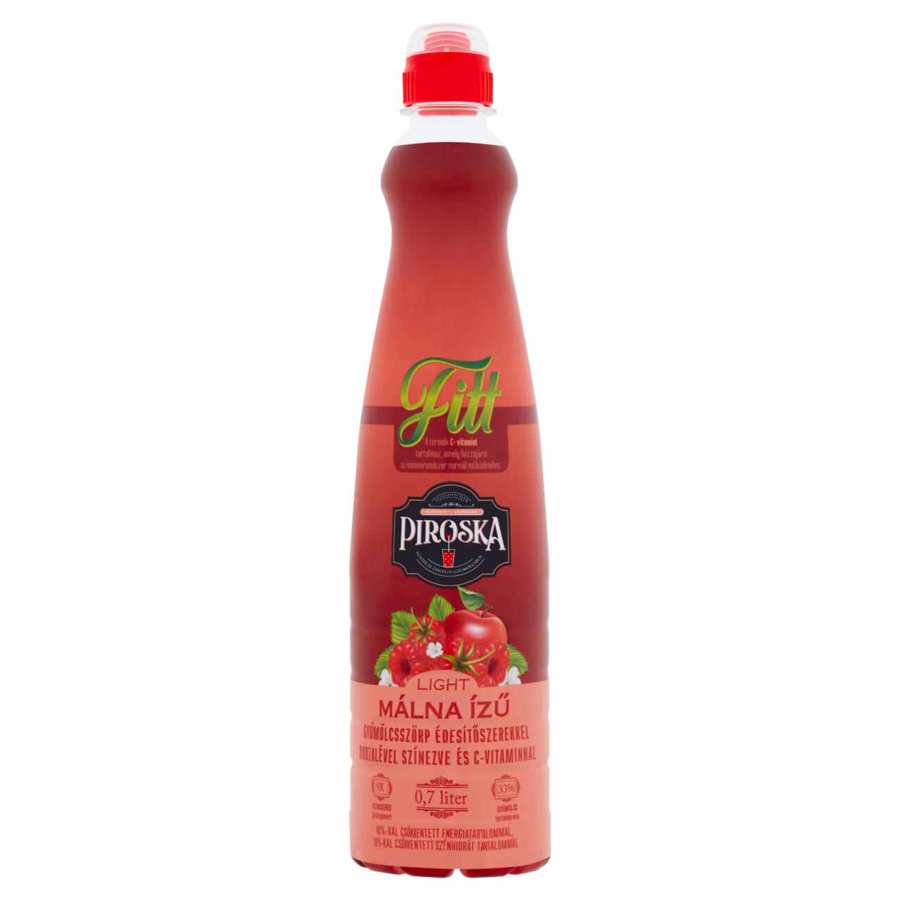 Képek - Piroska Fitt Light málna ízű gyümölcsszörp arónialével színezve és édesítőszerekkel 0,7 l