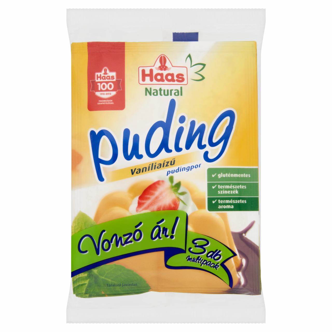 Képek - Haas Natural gluténmentes vaníliaízű pudingpor 3 x 40 g