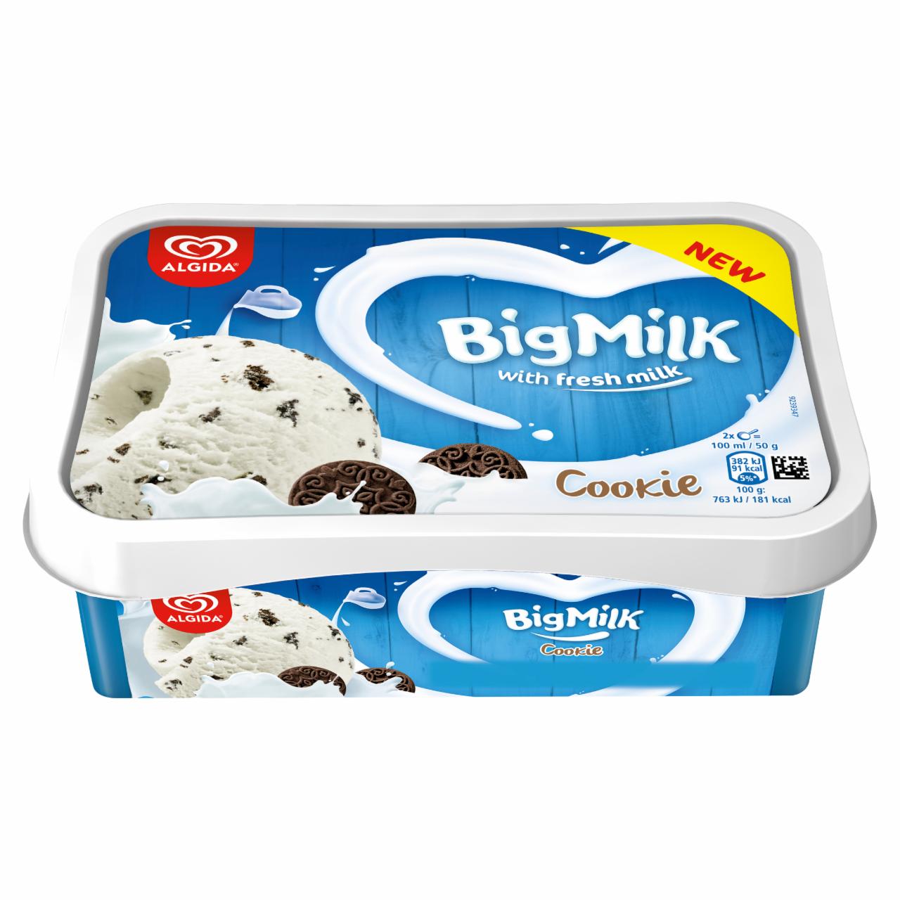 Képek - Big Milk Cookie vanília-tejszín ízű jégkrém kakaós kekszdarabkákkal 1000 ml