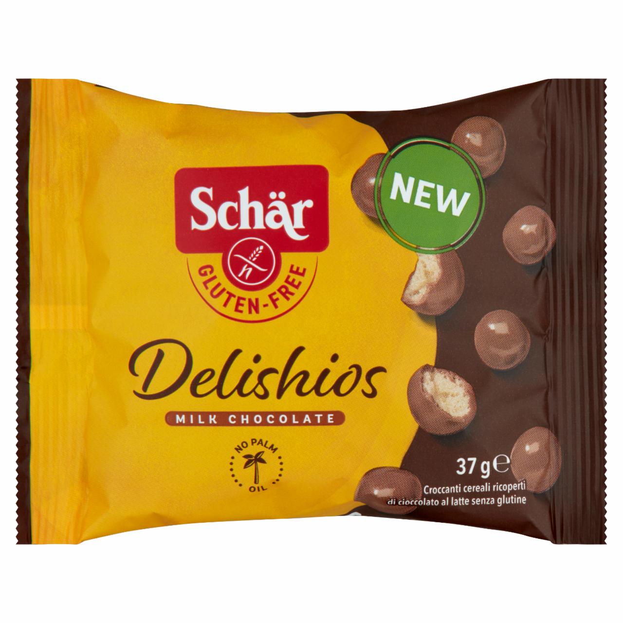 Képek - Schär Delishios gluténmentes gabonagolyók tejcsokoládé bevonattal 37 g