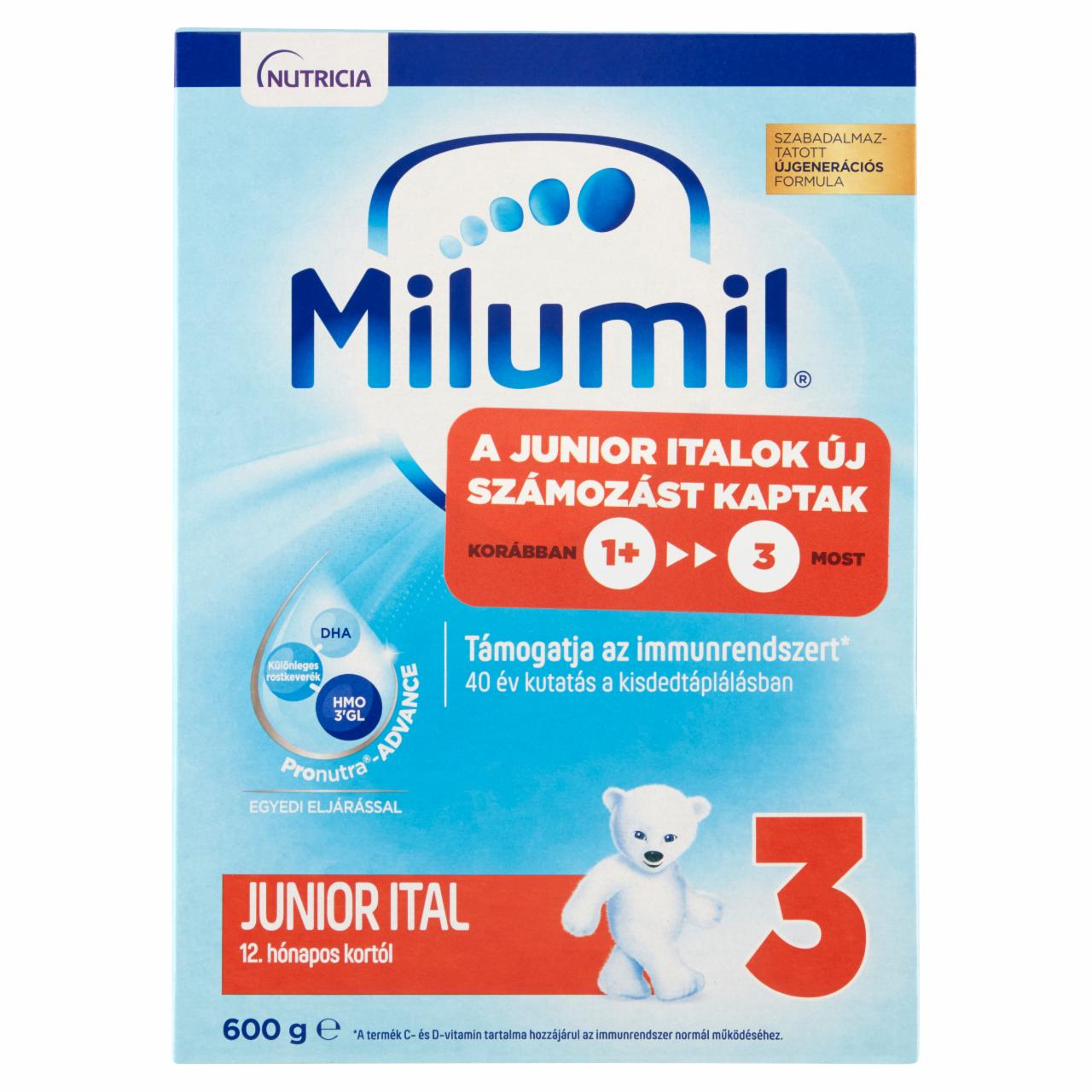 Képek - Milumil Nutri-Biotik 3 Junior tejalapú anyatej-kiegészítő tápszer 12. hó+ 600 g