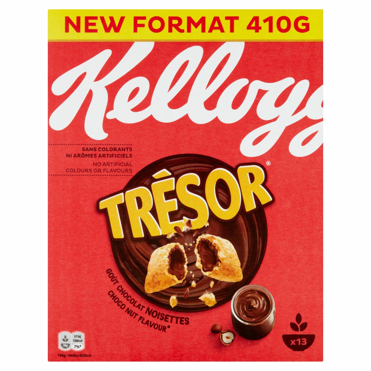 Képek - Kellogg's Trésor vegyes gabonákból készült párnák csokoládés mogyorós töltelékkel 410 g