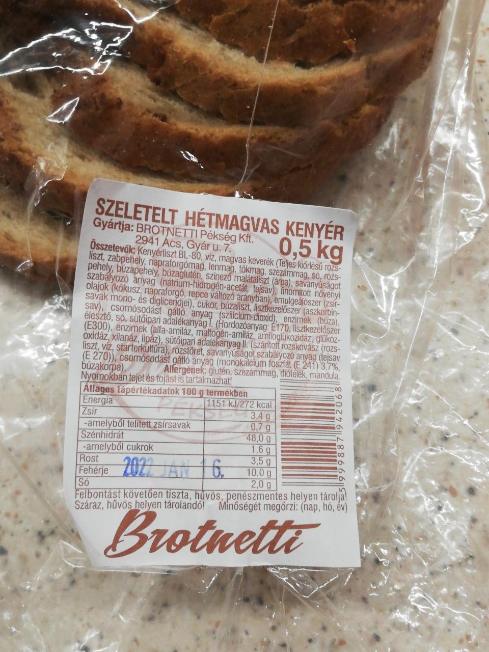 Képek - Szeletelt hétmagvas kenyér Brotnetti