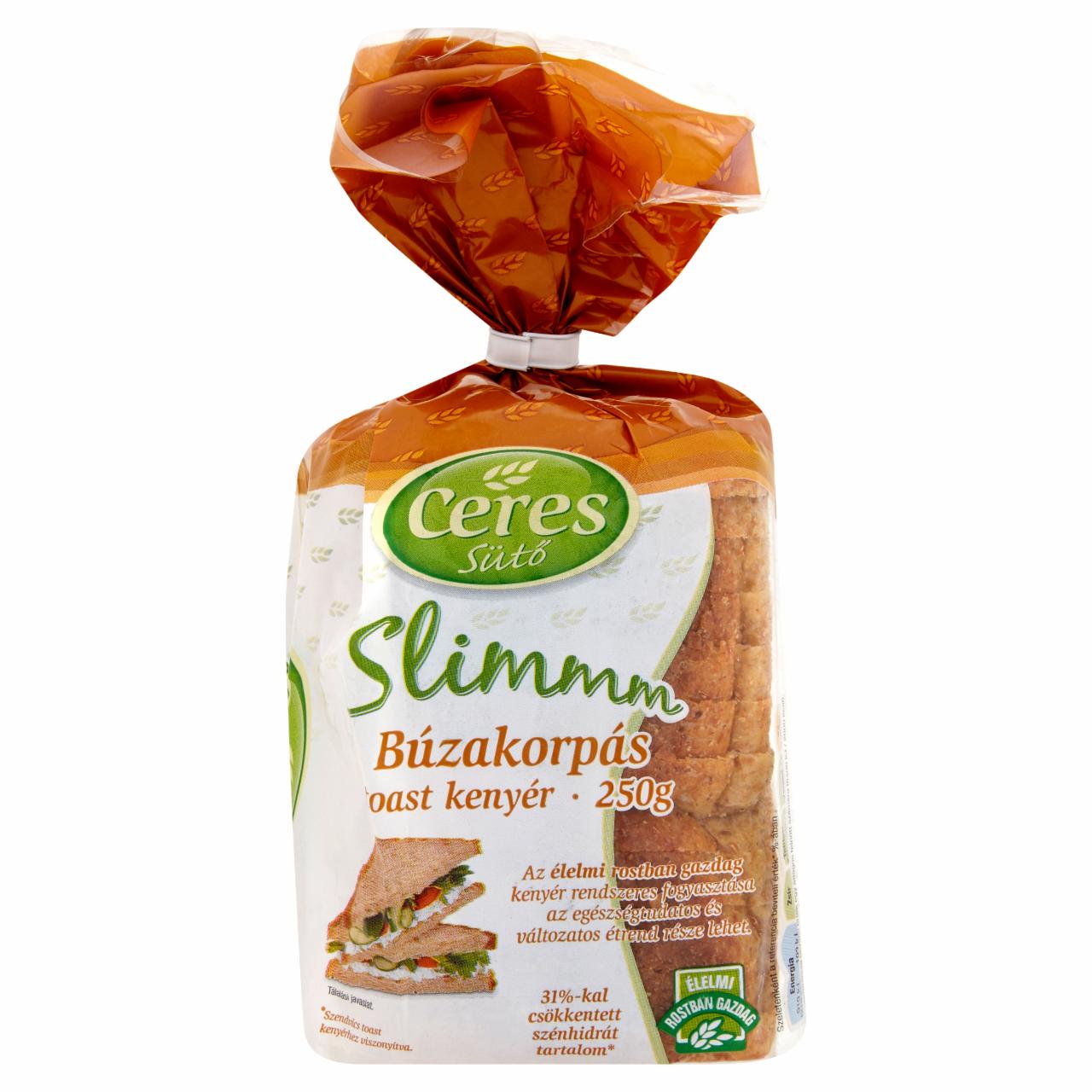 Képek - Ceres Slimmm szénhidrátcsökkentett búzakorpás toast kenyér 250 g