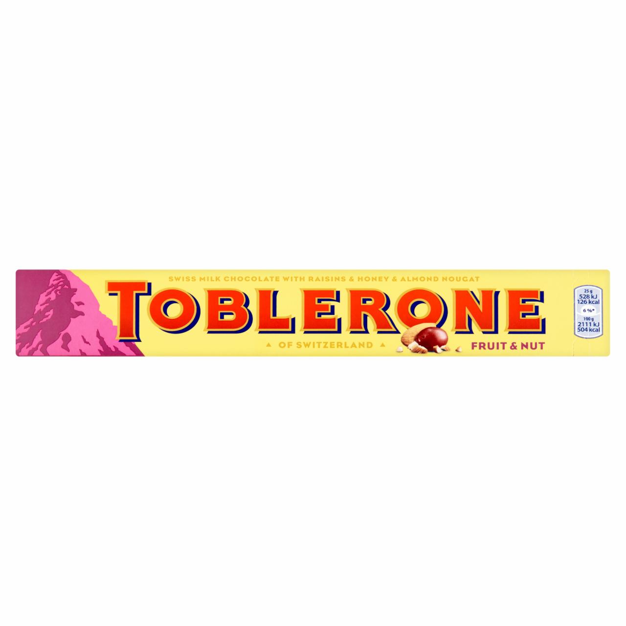 Képek - Toblerone svájci tejcsokoládé mazsolával, mézzel és mandulával 100 g