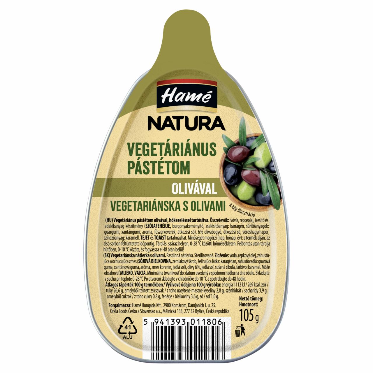 Képek - Hamé Natura vegetáriánus pástétom olívával 105 g