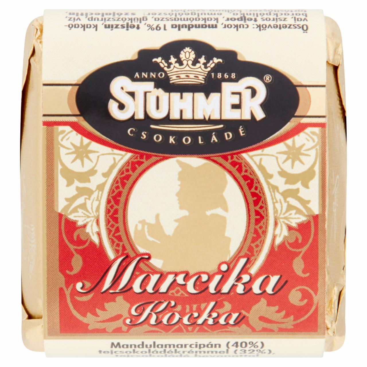 Képek - Stühmer Marcika Kocka mandulamarcipán tejcsokoládékrémmel, tejcsokoládé bevonattal 30 g