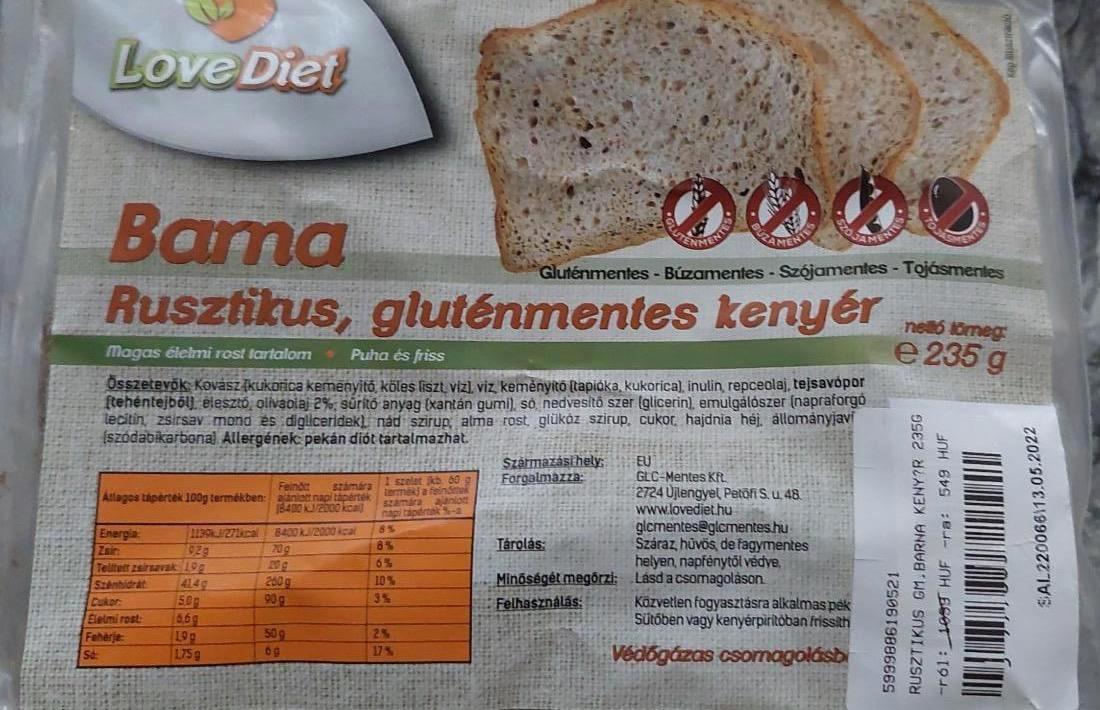 Képek - Barna, rusztikus gluténmentes kenyér Love diet