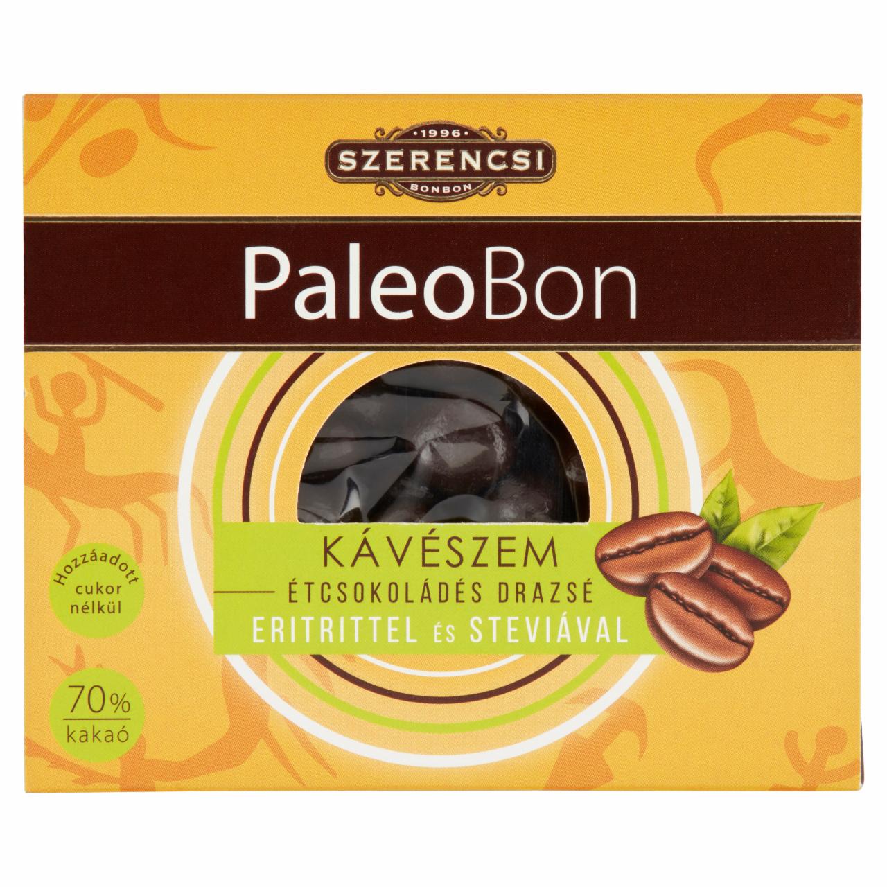 Képek - Szerencsi PaleoBon étcsokoládés kávészem drazsé eritrittel és steviával 100 g