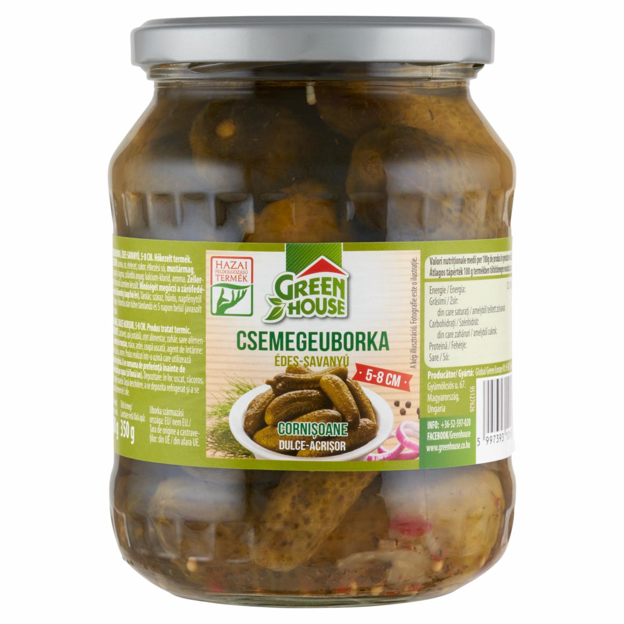 Képek - Green House édes-savanyú csemegeuborka 5-8 cm 680 g