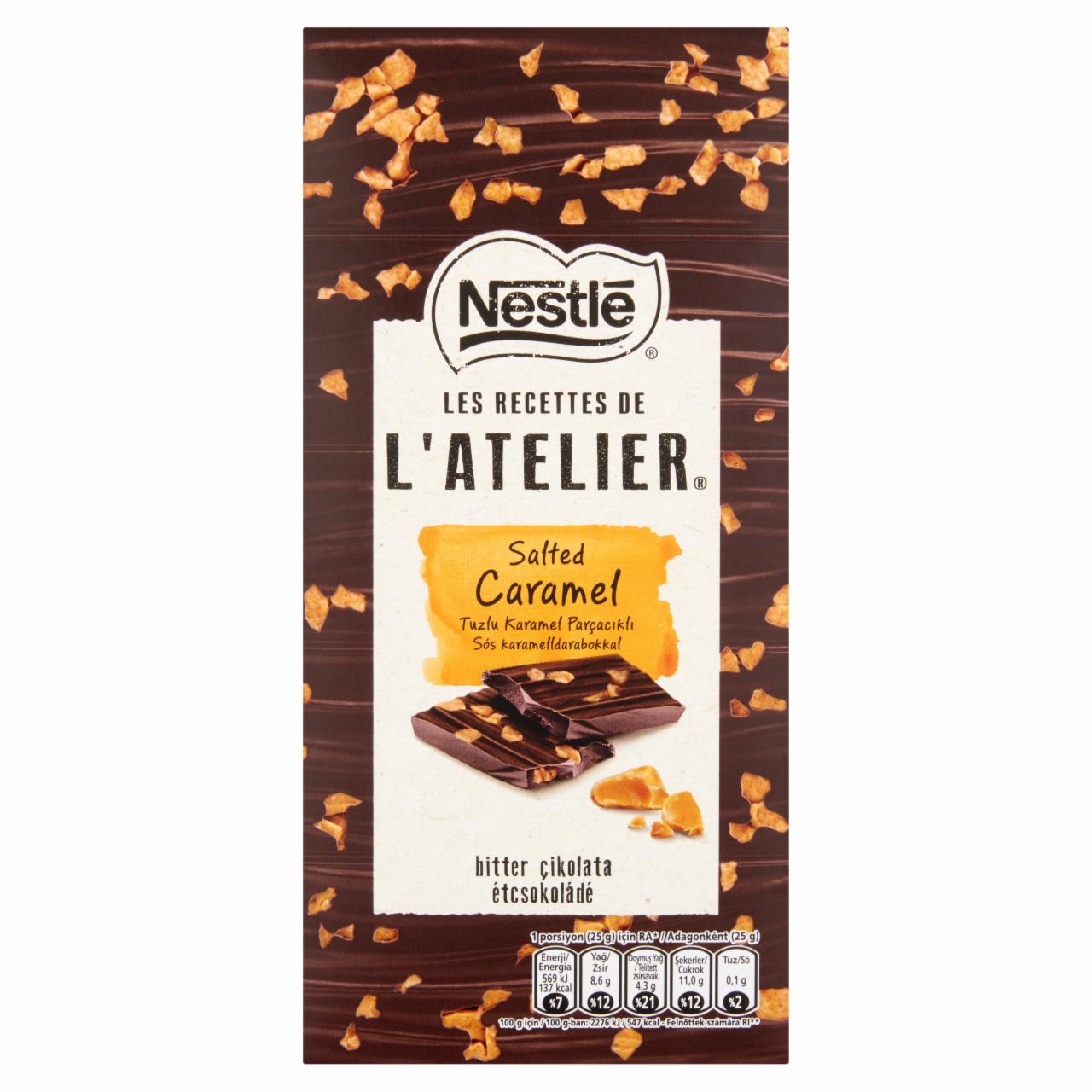 Képek - Nestlé l'Atelier étcsokoládé sós karamelldarabokkal 115 g
