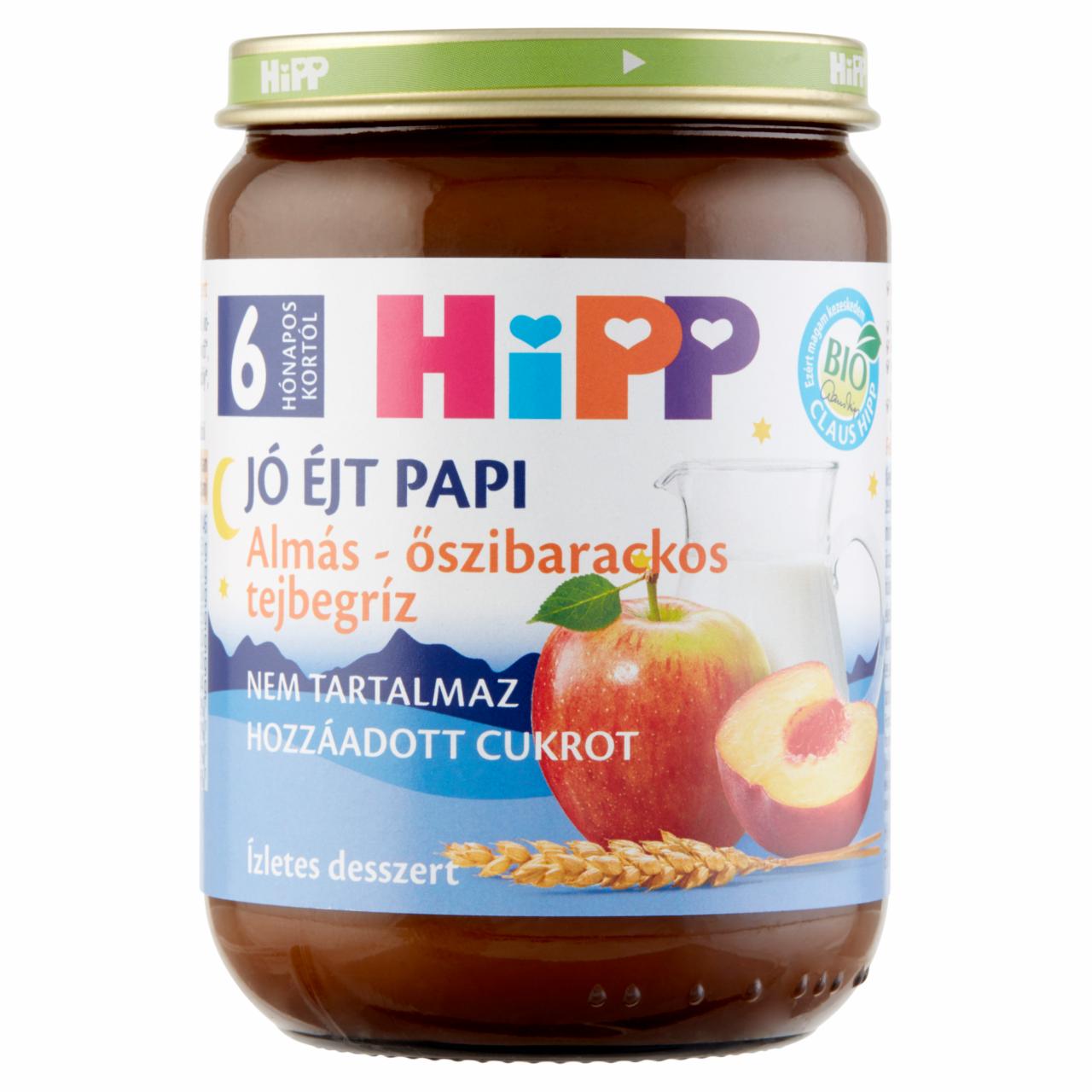 Képek - HiPP Jó Éjt Papi BIO almás-őszibarackos tejbegríz bébidesszert 6 hónapos kortól 190 g