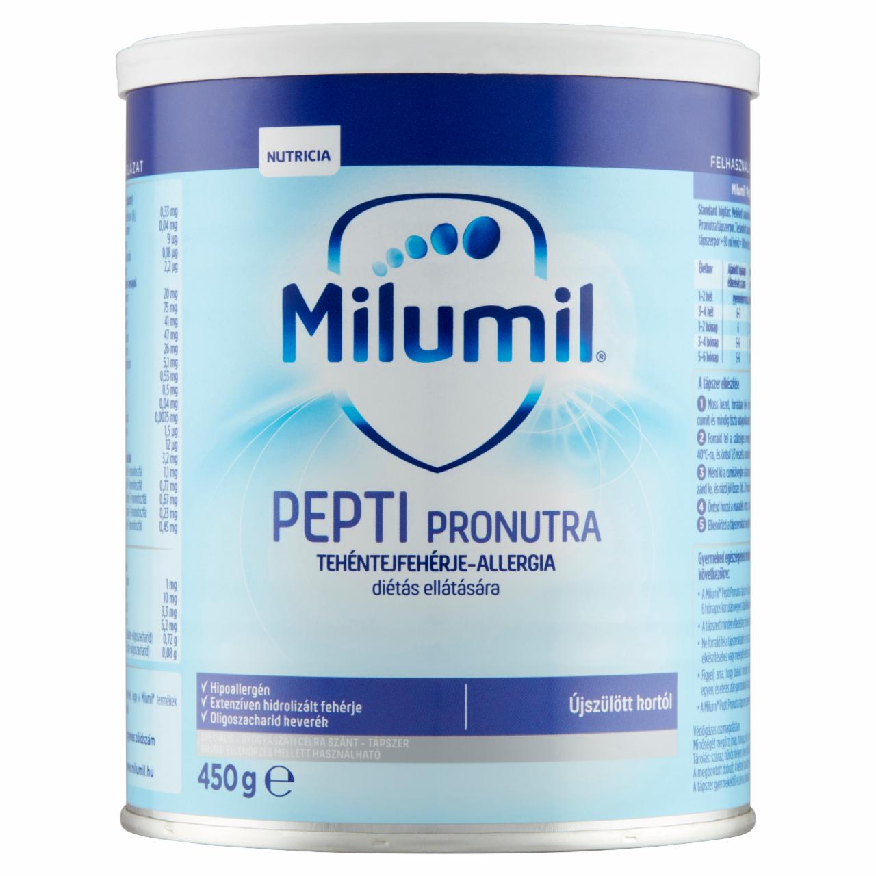 Képek - Milumil Pepti Pronutra speciális - gyógyászati célra szánt - tápszer újszülött kortól 450 g