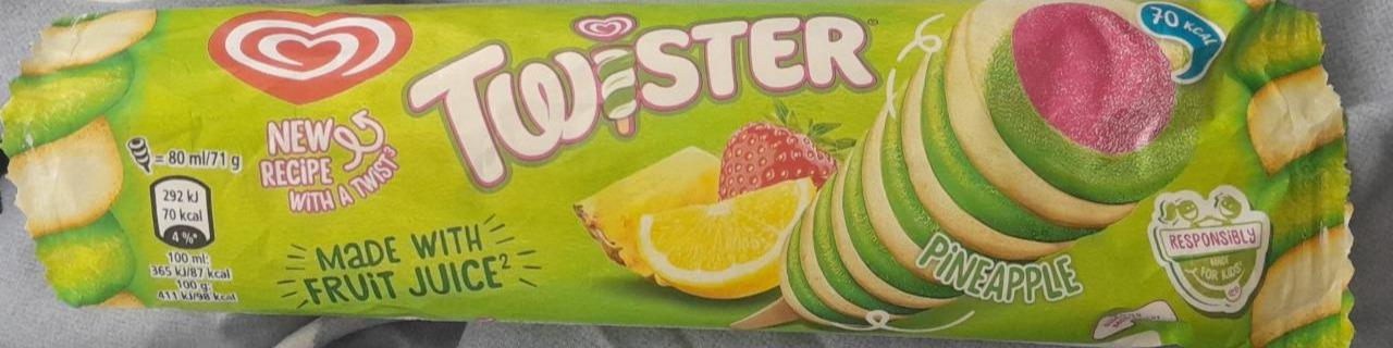 Képek - Twister ananász ízű jégkrém eper-citrom ízű vizes jégkrémmel és lime gyümölcsjégkrémmel 80 ml