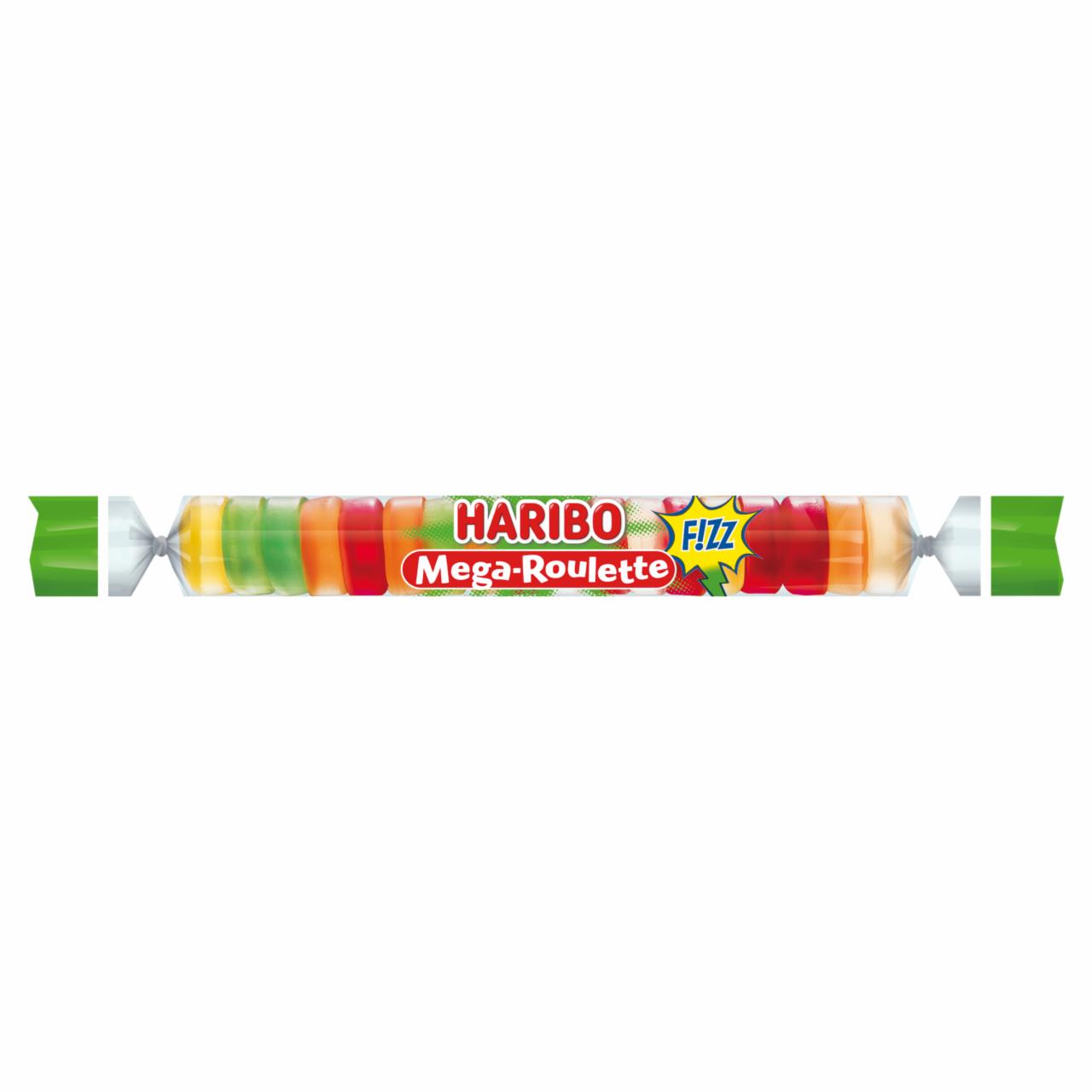 Képek - Haribo Mega-Roulette Fizz savanyú gyümölcsízű gumicukorka 45 g 