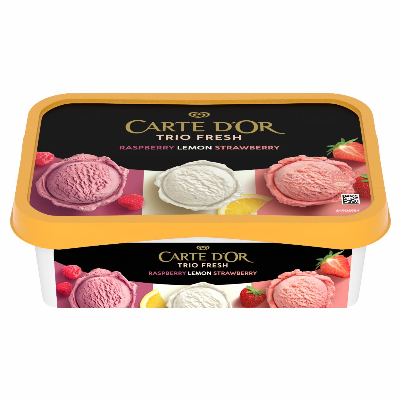 Képek - Carte D'Or Trio Fresh málnás jégkrém, citromos jégkrém és epres jégkrém 1000 ml