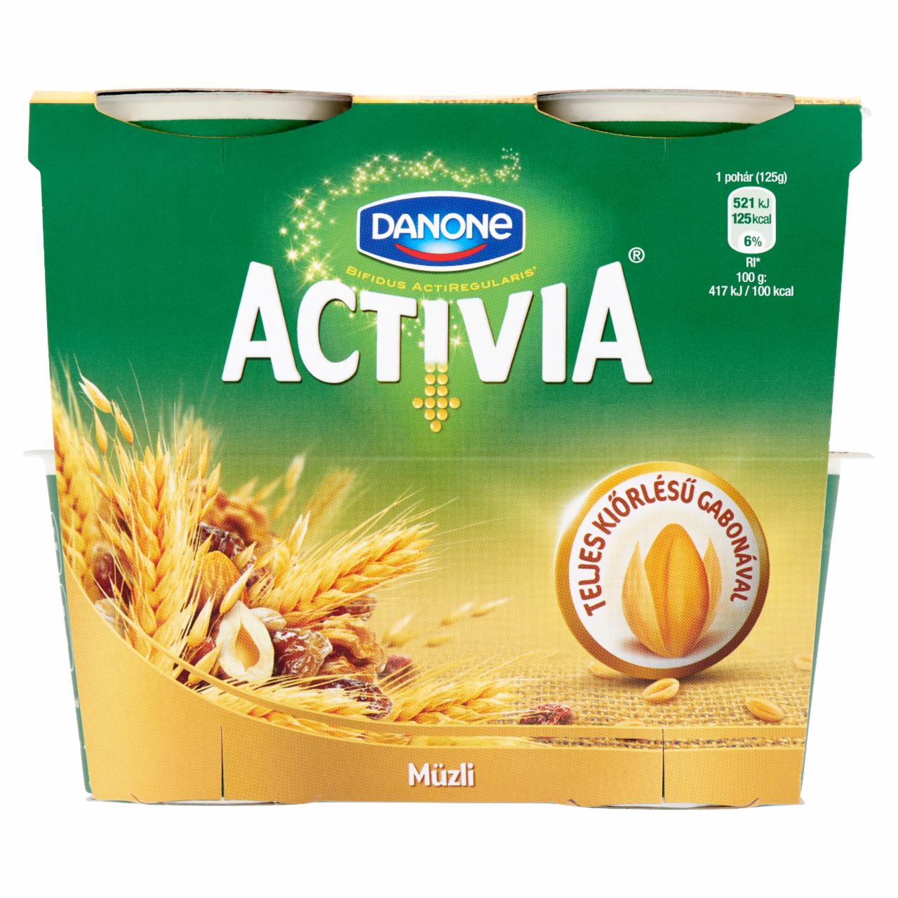 Képek - Danone Activia élőflórás, zsírszegény joghurt mazsolával és teljes kiőrlésű gabonákkal 4 x 125 g