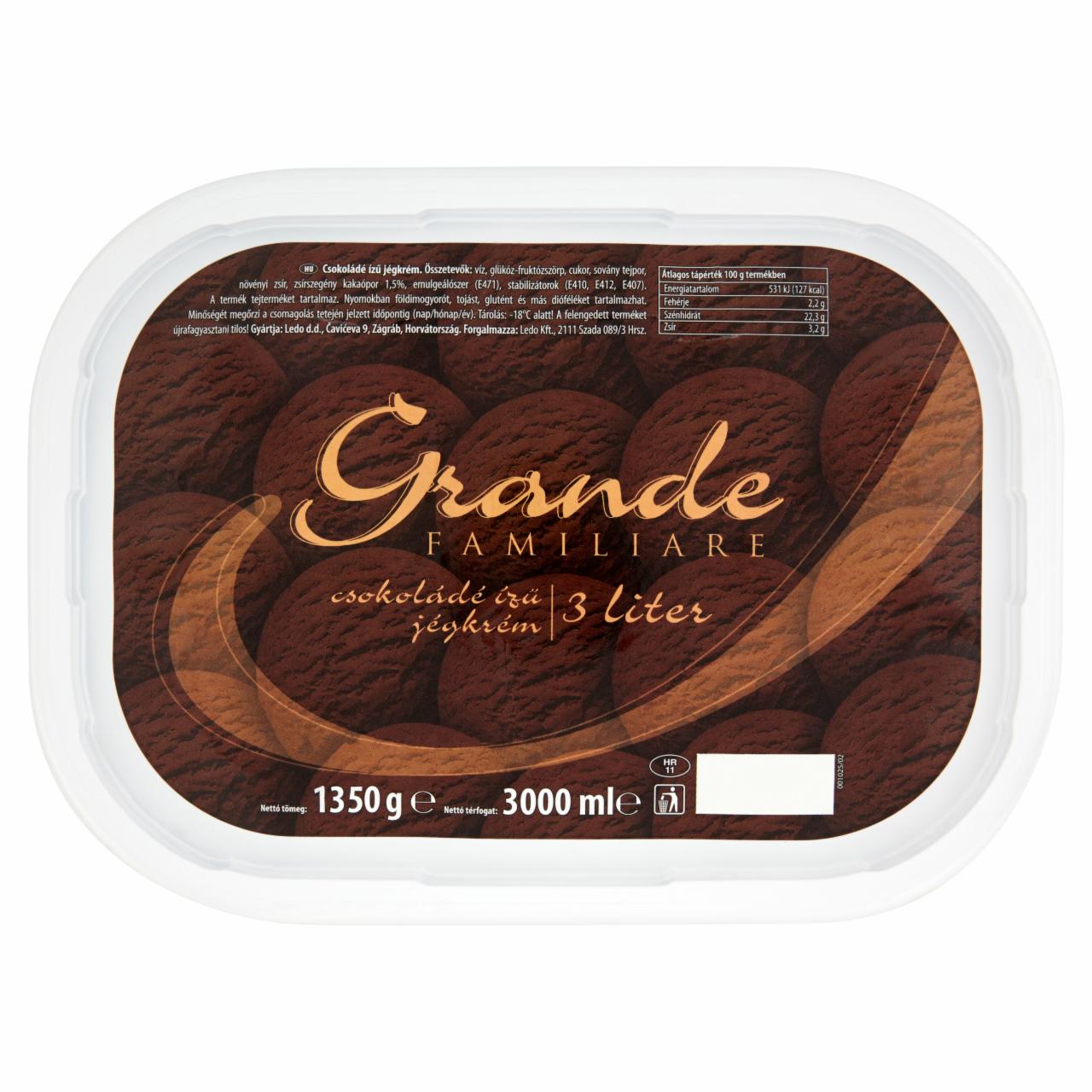 Képek - Ledo Grande Familiare csokoládé ízű jégkrém 3 l