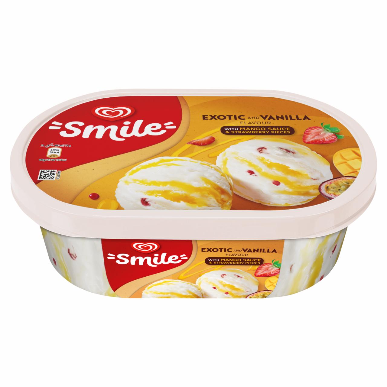 Képek - Algida Smile tejszínes vanília ízű jégkrém egzotikus gyümölcsös szósszal 900 ml