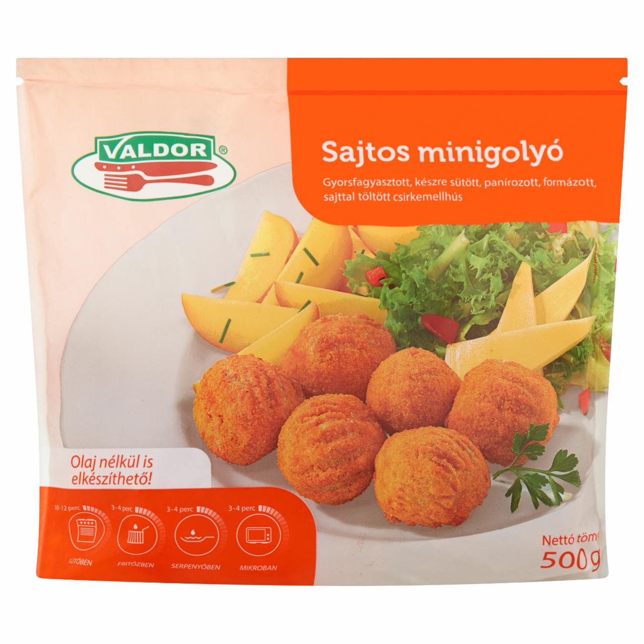 Képek - Valdor gyorsfagyasztott, készre sütött, panírozott sajtos minigolyó 500 g