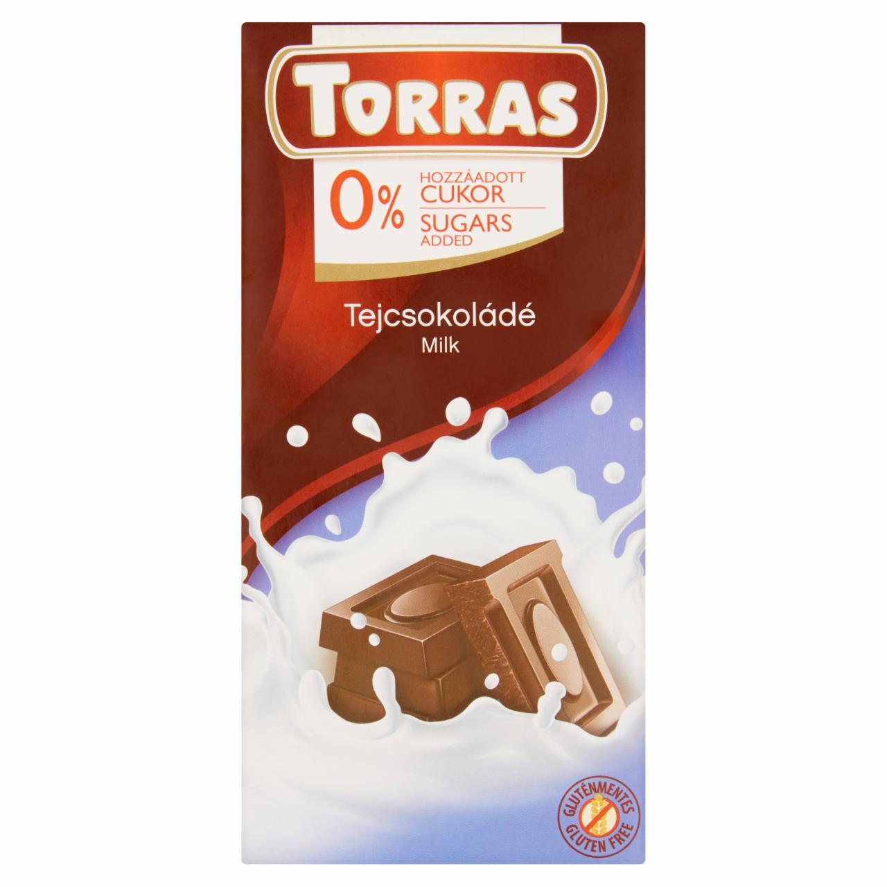 Képek - Torras tejcsokoládé hozzáadott cukor nélkül, édesítőszerrel 75 g