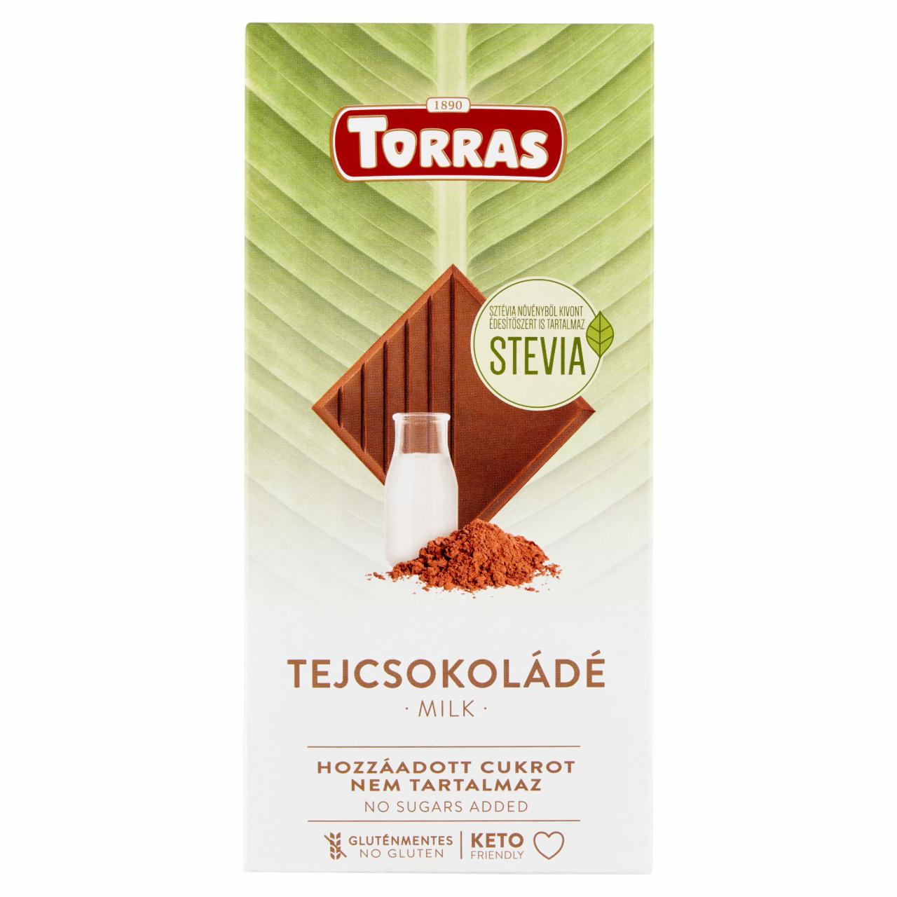 Képek - Torras tejcsokoládé hozzáadott cukor nélkül, édesítőszerrel 75 g