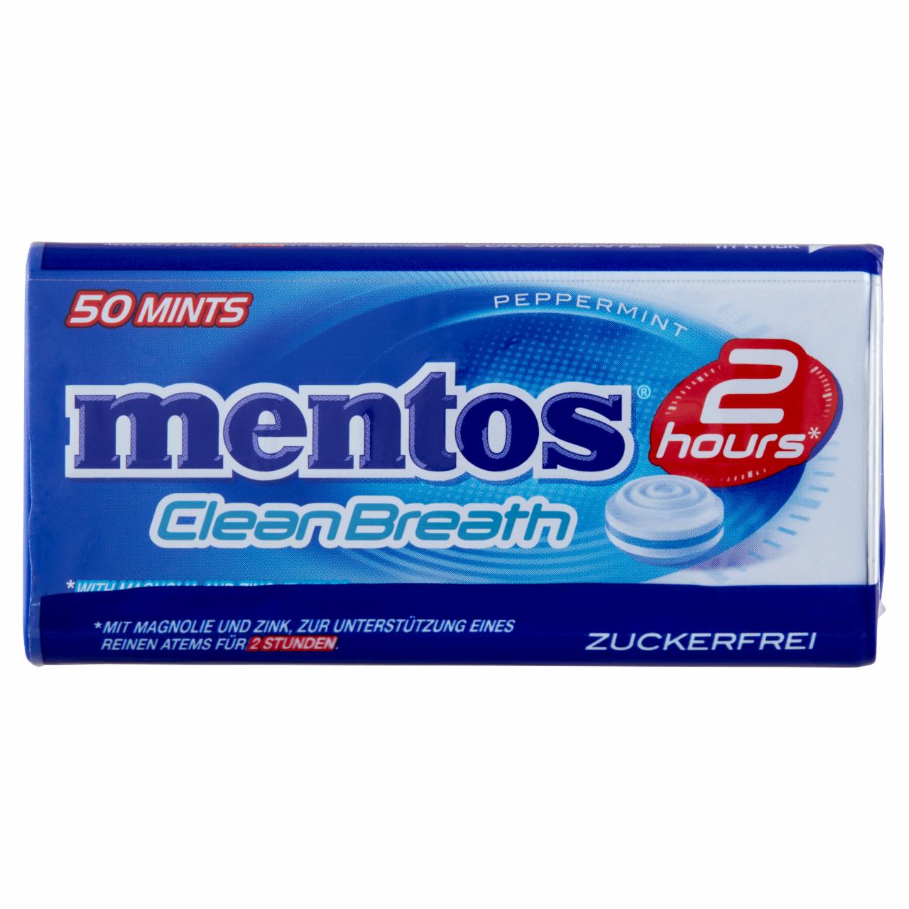 Képek - Mentos Clean Breath Peppermint cukormentes lehelet frissítő cukorka édesítőszerekkel 35 g