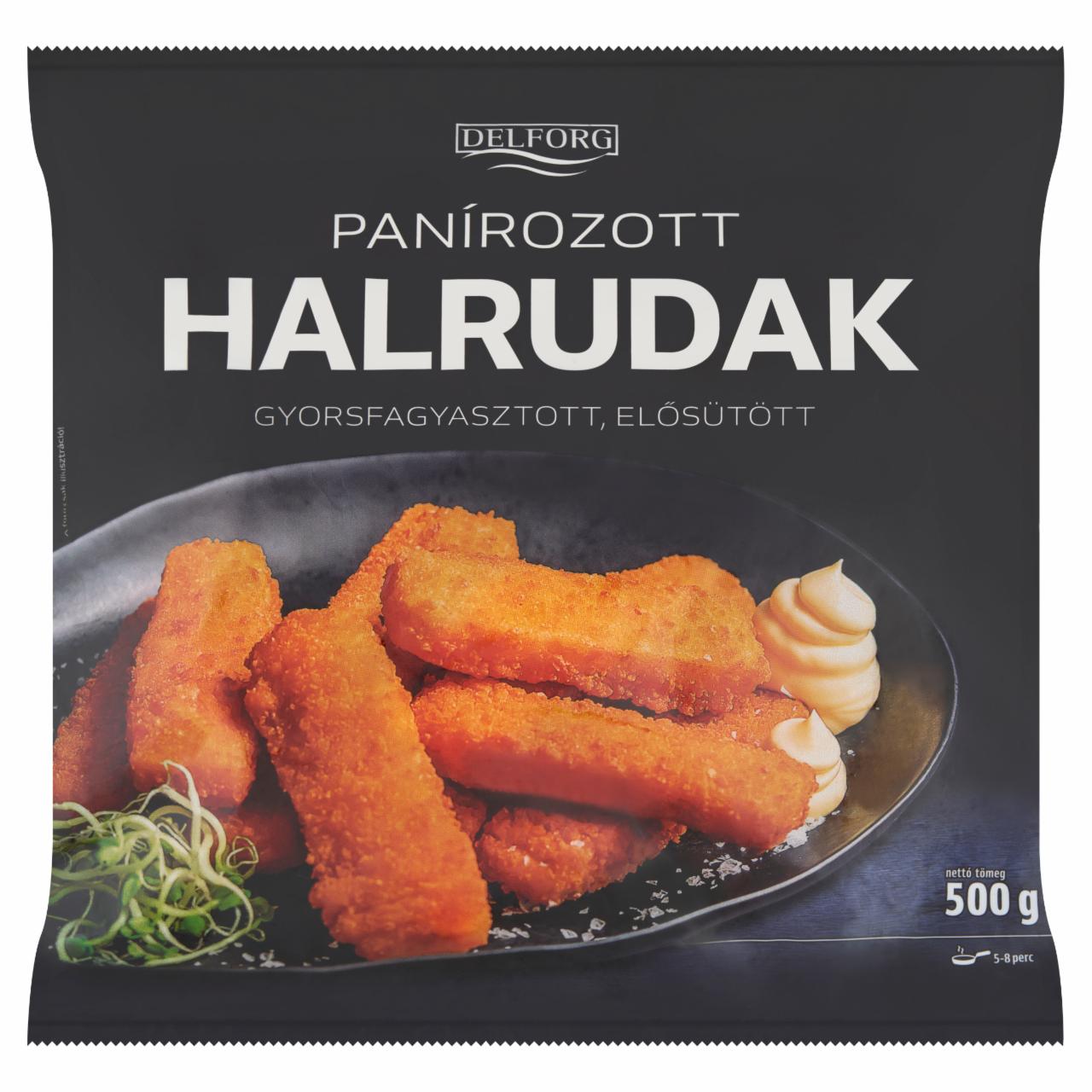 Képek - Delforg gyorsfagyasztott, elősütött panírozott halrudak 500 g