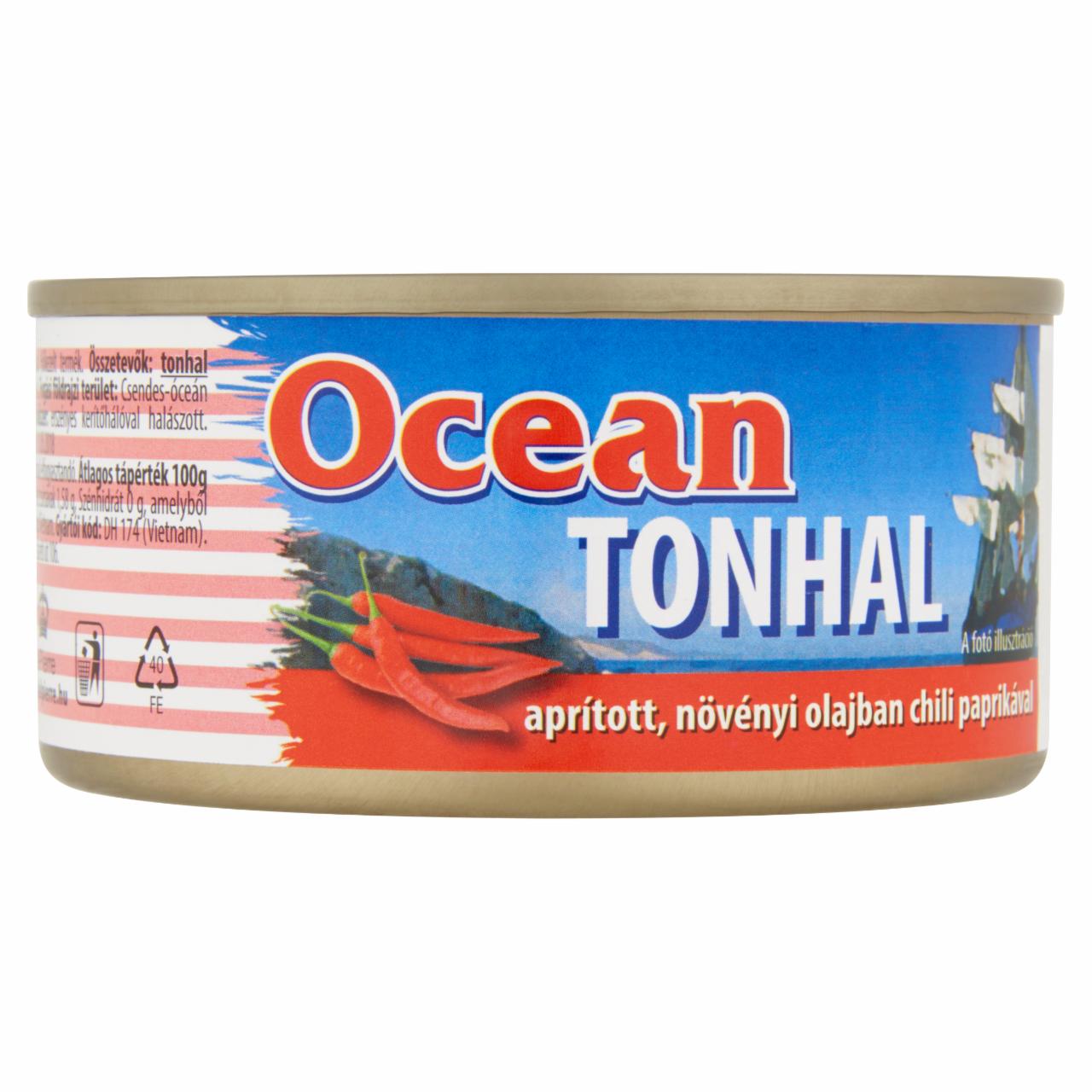 Képek - Ocean aprított tonhal növényi olajban, chili paprikával 185 g