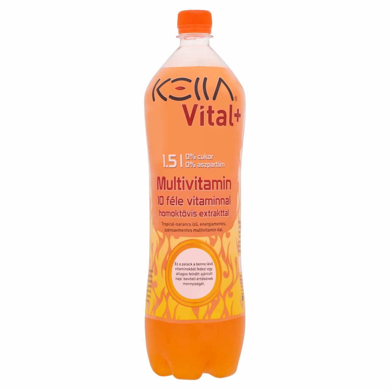 Képek - Kella Vital+ tropical-narancs ízű, energiamentes, szénsavmentes multivitamin ital 1,5 l