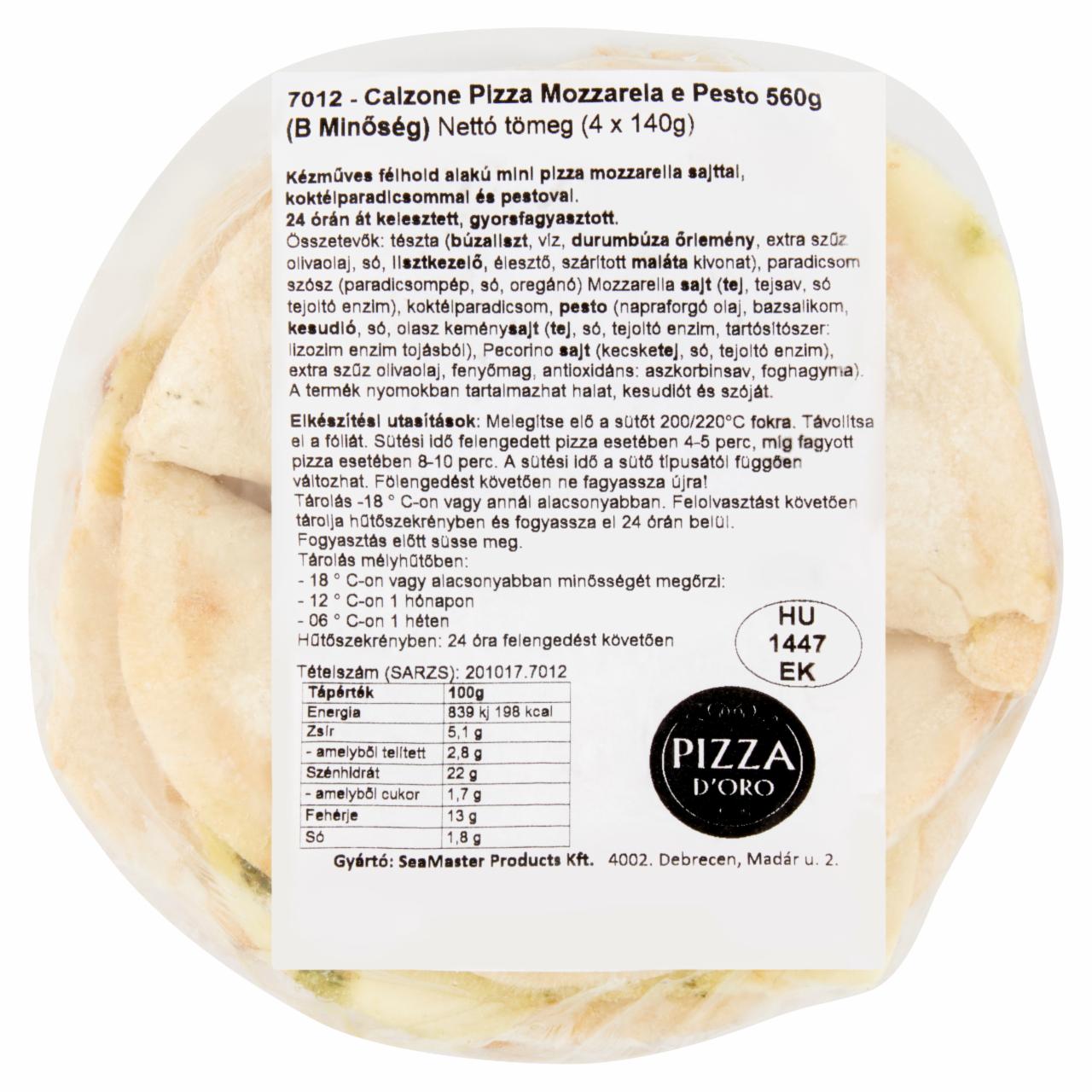 Képek - Pizza D'Oro Calzone gyorsfagyasztott, kézműves mini pizza pestóval 4 db 560 g