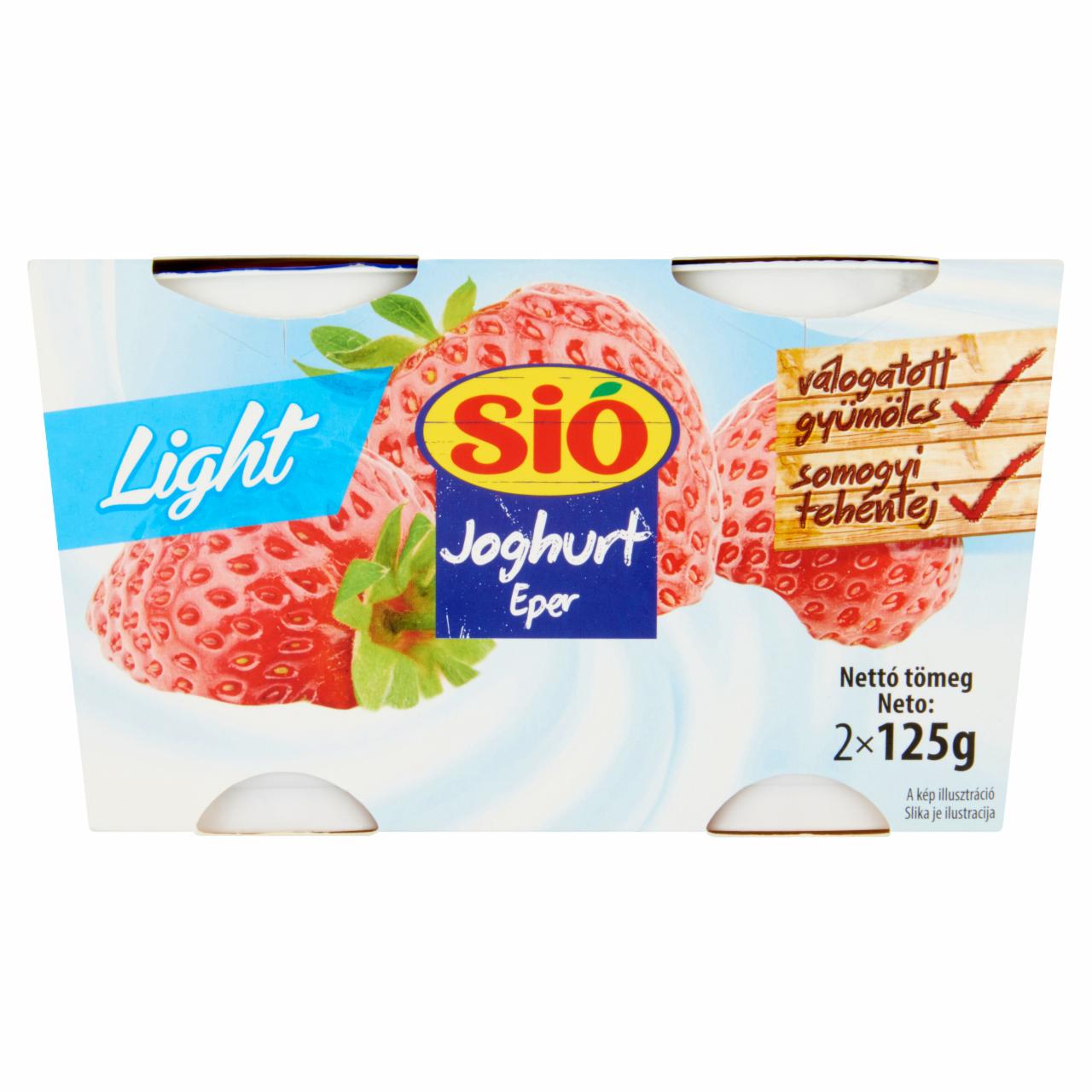 Képek - Sió Light élőflórás sovány epres joghurt édesítőszerrel 2 x 125 g