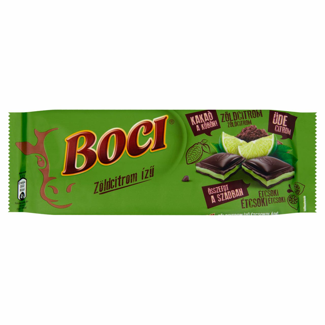 Képek - Boci zöldcitrom ízű krémmel töltött étcsokoládé 100 g