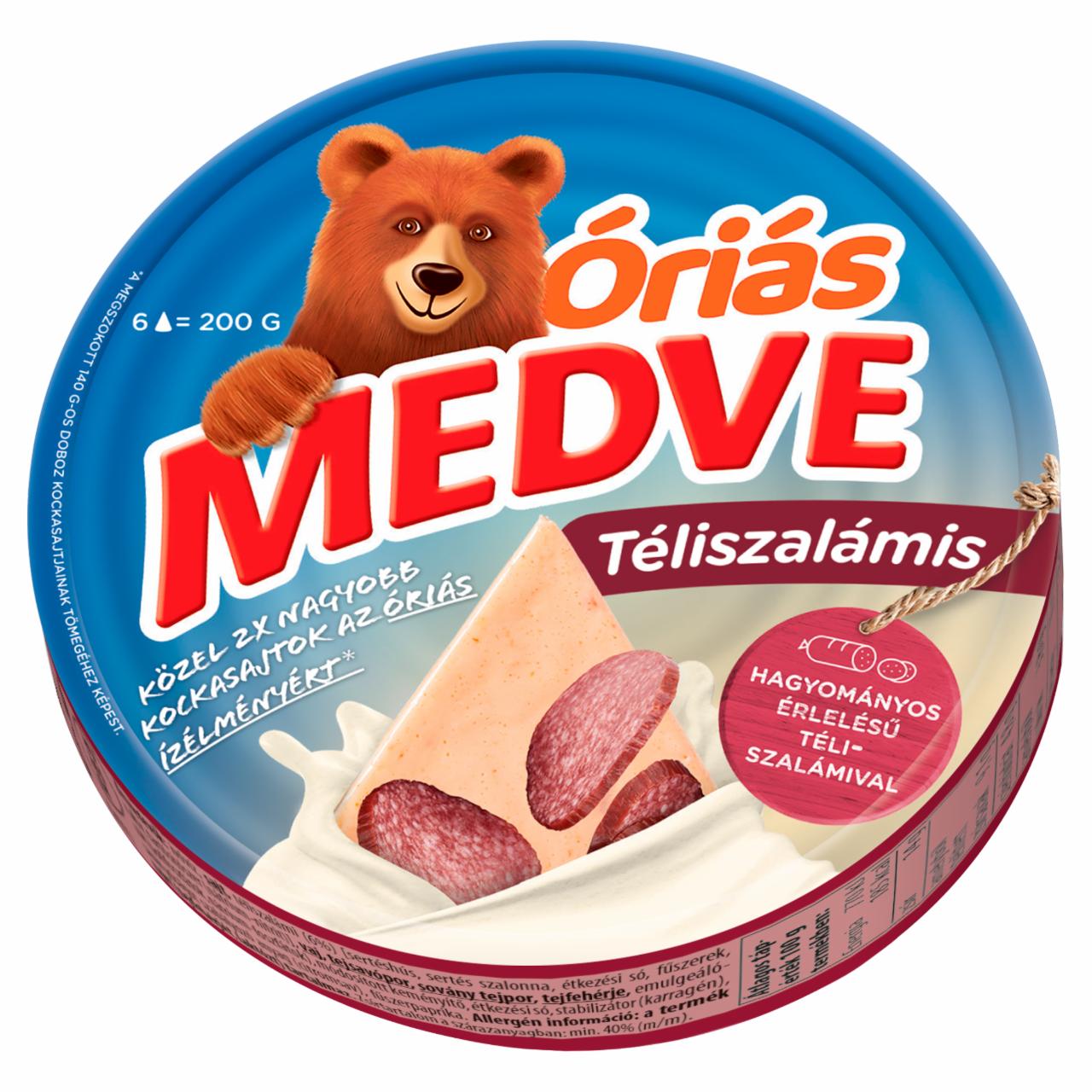 Képek - Medve Óriás téliszalámis kenhető, félzsíros ömlesztett sajt 6 x 33,3 g (200 g)