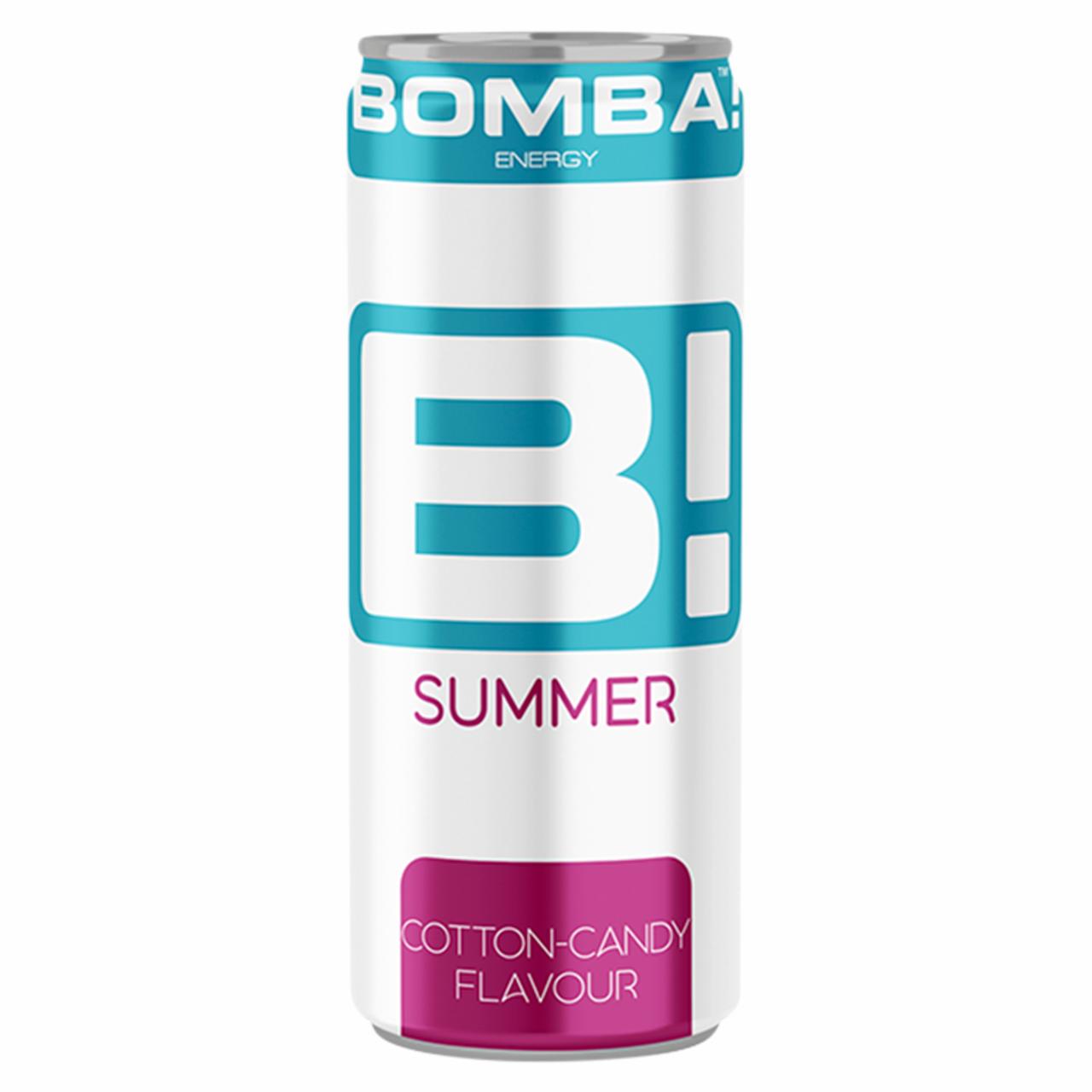 Képek - BOMBA! Energy vattacukor ízű szénsavas üdítő ital, koffeinnel és vitaminokkal 250 ml
