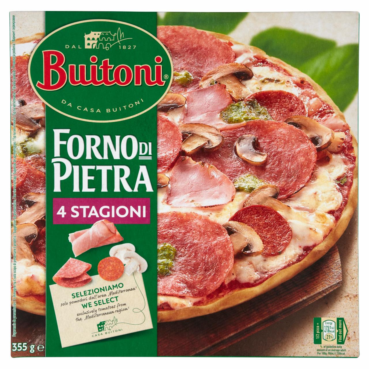 Képek - Buitoni gyorsfagyasztott pizza sajttal, szalámival, gombával és főtt füstölt sonkával 355 g