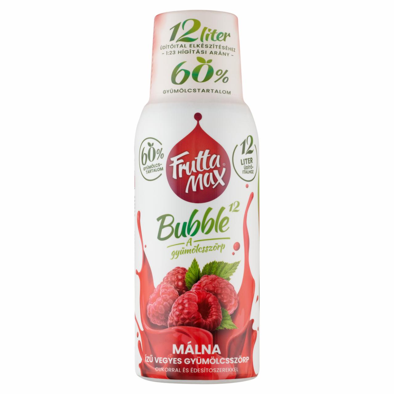 Képek - FruttaMax Bubble¹² málna ízű vegyes gyümölcsszörp cukorral és édesítőszerekkel 500 ml