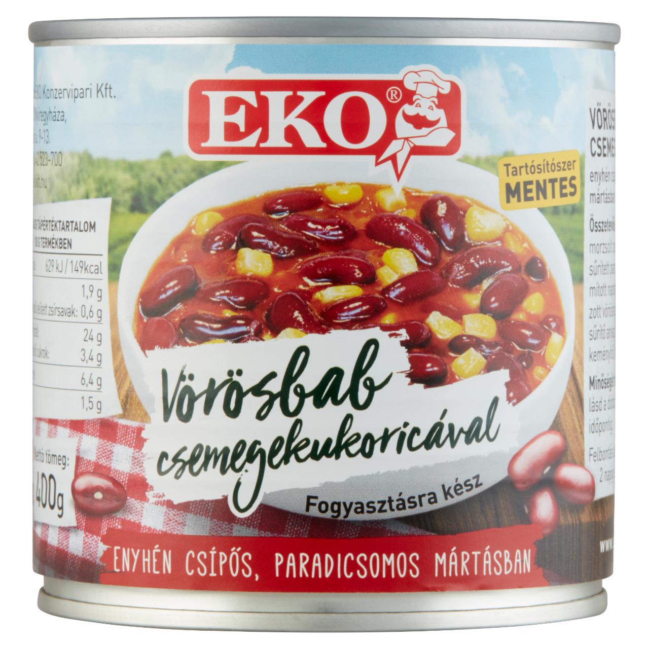 Képek - Eko vörösbab csemegekukoricával enyhén csípős, paradicsomos mártásban 400 g