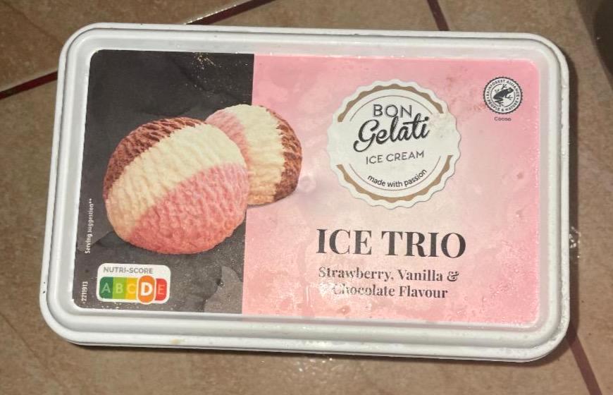Képek - Ice Trio jégkrém Strwaberry, Vanilla & Chocolate flavour Bon Gelati