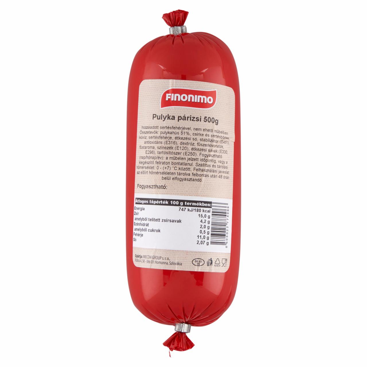 Képek - Finonimo pulyka párizsi 500 g