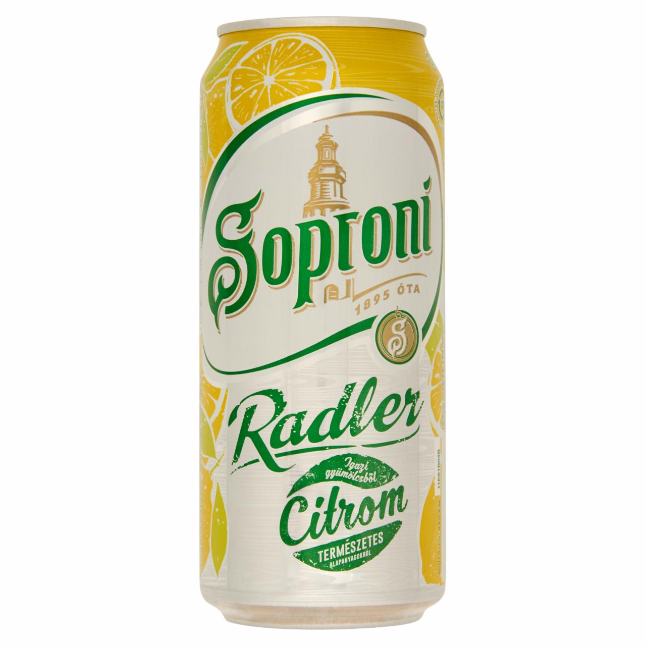 Képek - Soproni Radler citromos sörital 2% 0,4 l