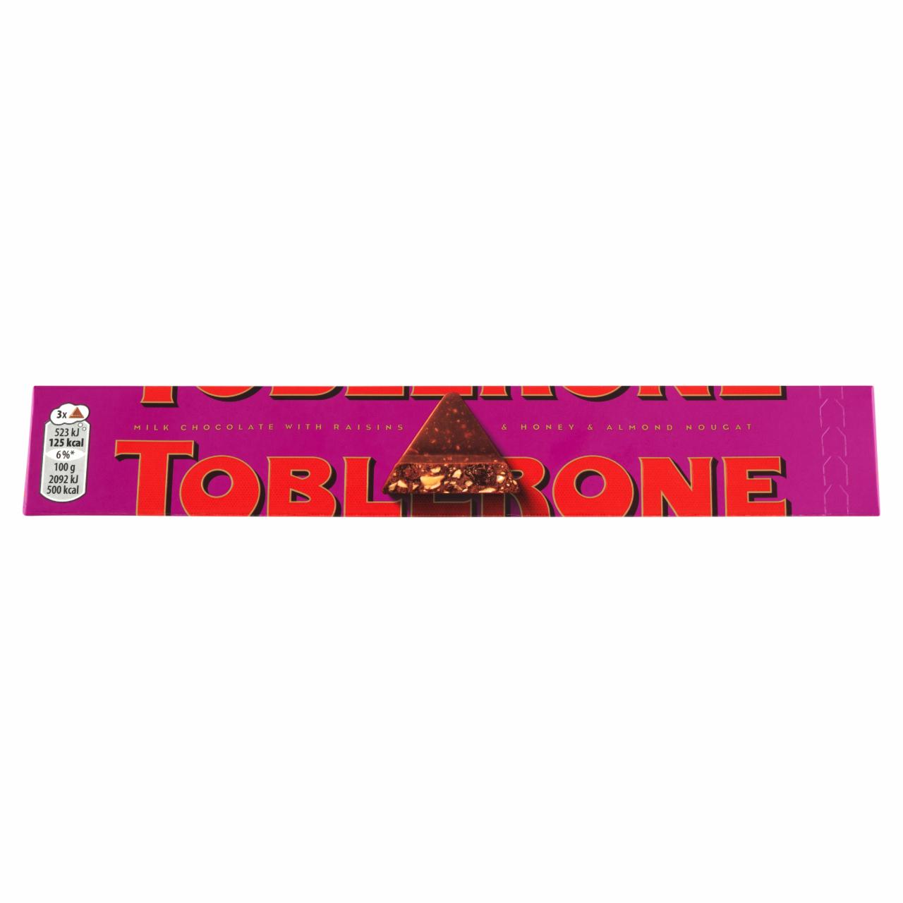 Képek - Toblerone tejcsokoládé mazsolával, mézzel és mandulával 100 g