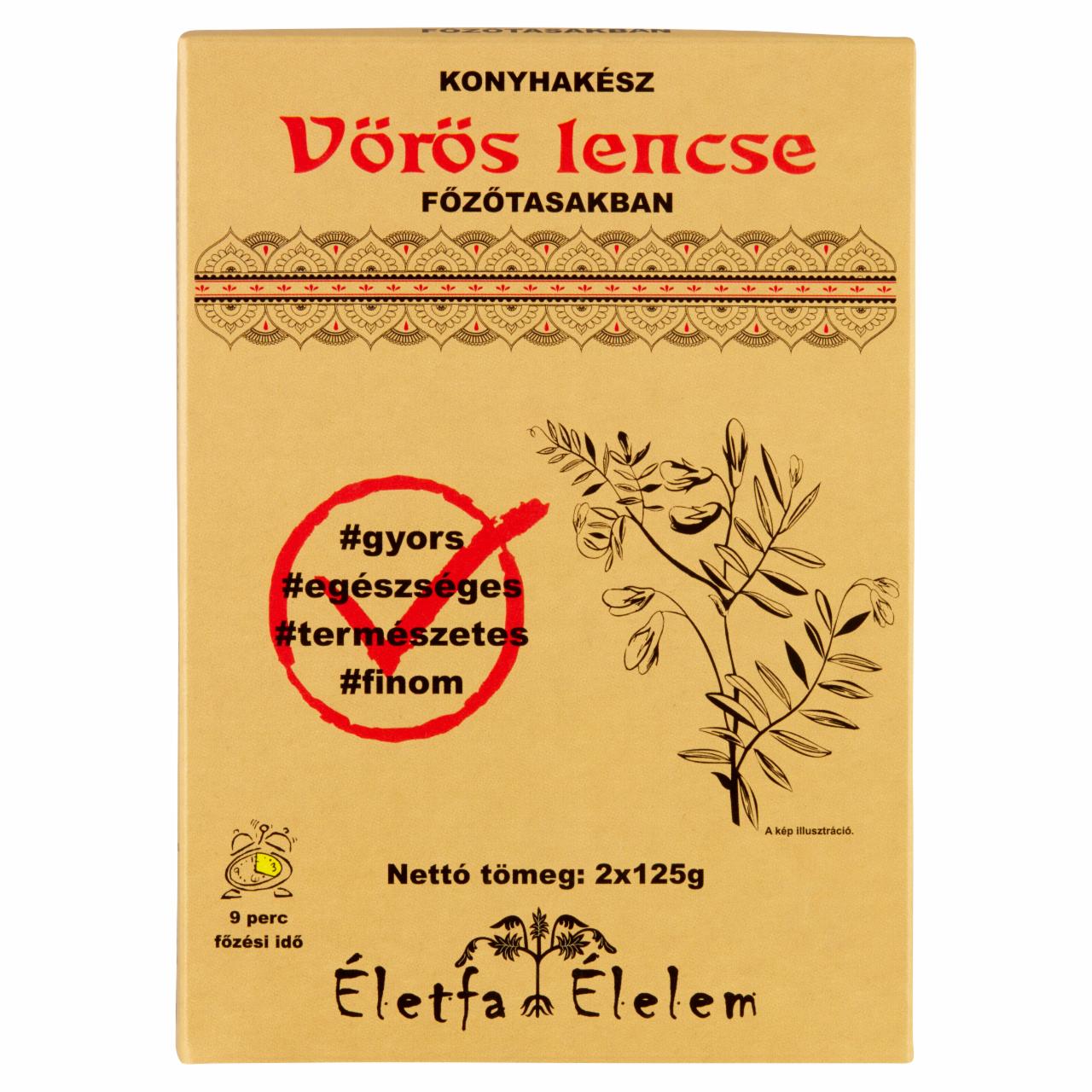 Képek - Életfa Élelem konyhakész vörös lencse főzőtasakban 2 x 125 g