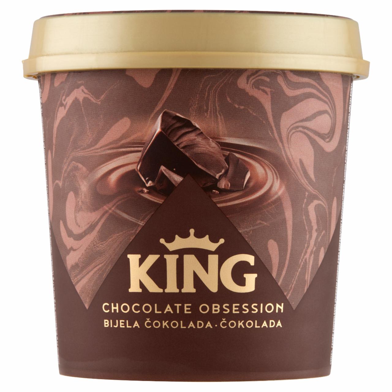 Képek - King fehér és kakaós csokoládés jégkrém csokoládés puffasztott rizsgolyókkal-gabonagolyókkal 450 ml